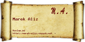 Marek Aliz névjegykártya